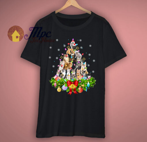 Funny Cat Christmas Tree T Shirt