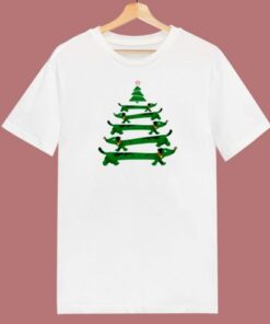 Funny Dachshund Christmas Tree 80s T Shirt