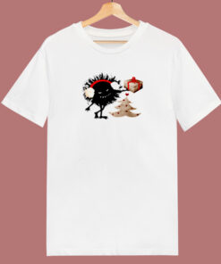 Funny Evil Bug Gives Christmas Present 80s T Shirt