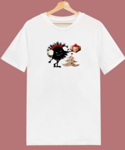 Funny Evil Bug Gives Christmas Present 80s T Shirt