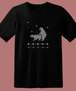 Funny Humping Polar Bears Ugly Christmas 80s T Shirt