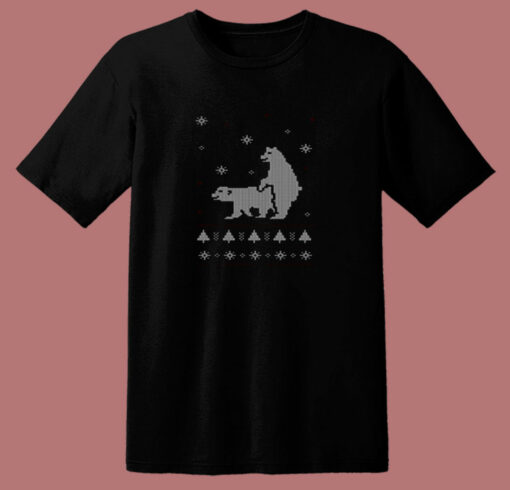 Funny Humping Polar Bears Ugly Christmas 80s T Shirt