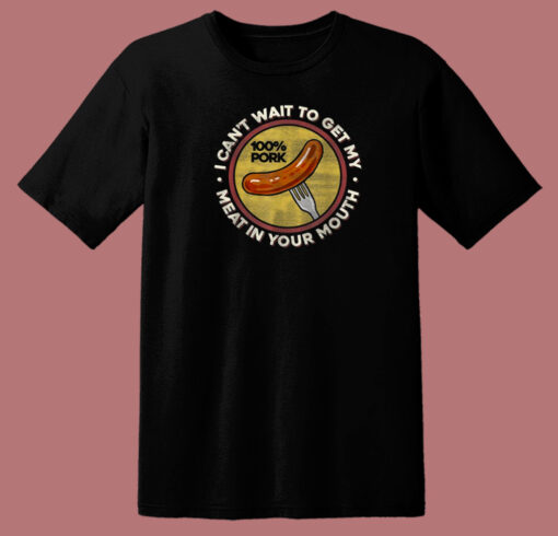 Funny Inappropriate Sausage 80s T Shirt Style