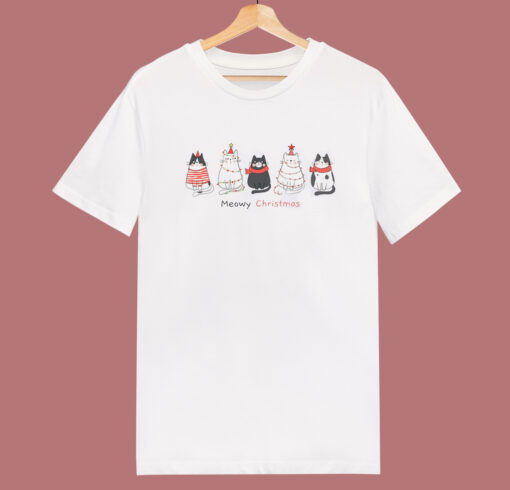 Funny Meowy Christmas T Shirt Style