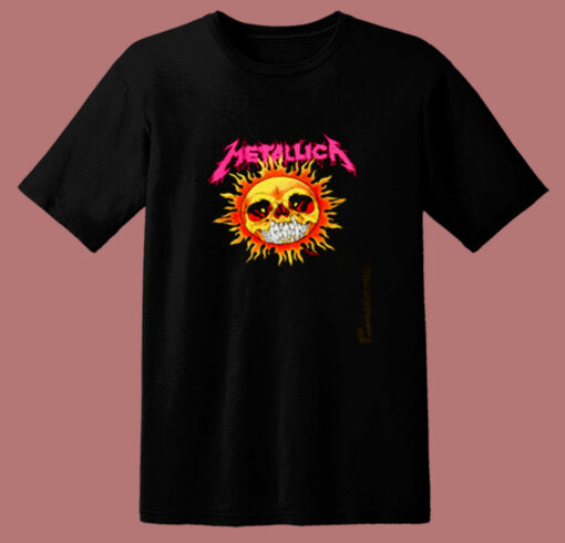 Funny Metallica Sun Skull 80s T Shirt