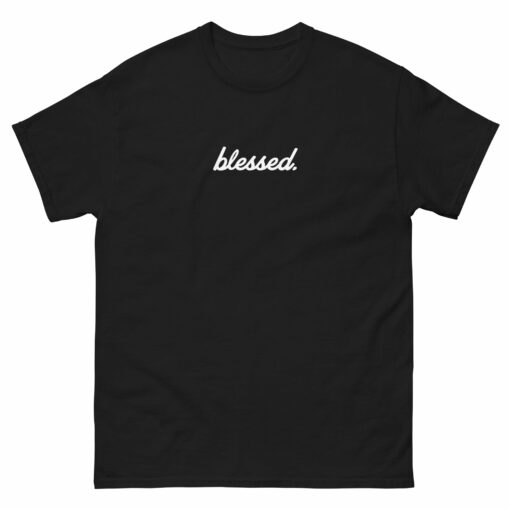 Printed Cursive Blessed BEST on Back Men’s classic tee Black