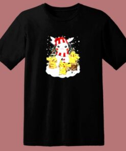 Funny Pikachu Snowman Christmas 80s T Shirt