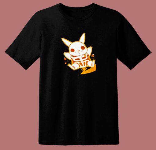 Funny Pokemon Pikachu Skeleton 80s T Shirt