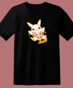Funny Pokemon Pikachu Skeleton 80s T Shirt