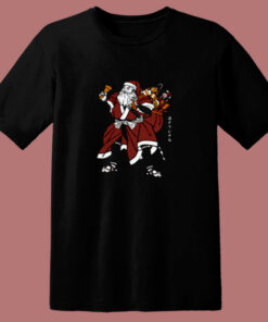Funny Santa Samurai Christmas 80s T Shirt 1