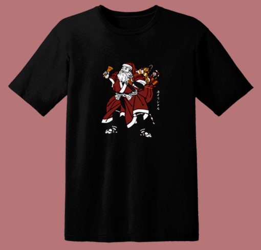 Funny Santa Samurai Christmas 80s T Shirt