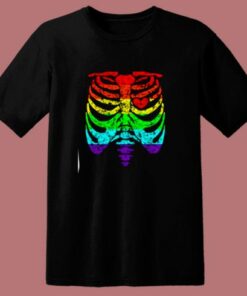 Funny Spook Skeleton Rib Cage Torso 80s T Shirt
