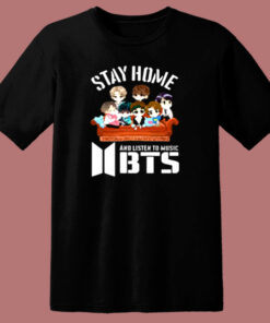 Funny Stay Home And Listen To Music Bts 80s T Shirt 1