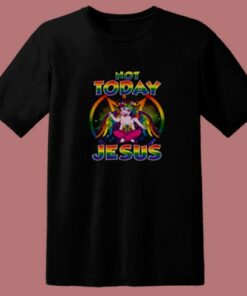 Funny Unicorn Not Today Jesus Satan 80s T Shirt 1 Funny Unicorn Not Today Jesus Satan 80s T Shirt 2
