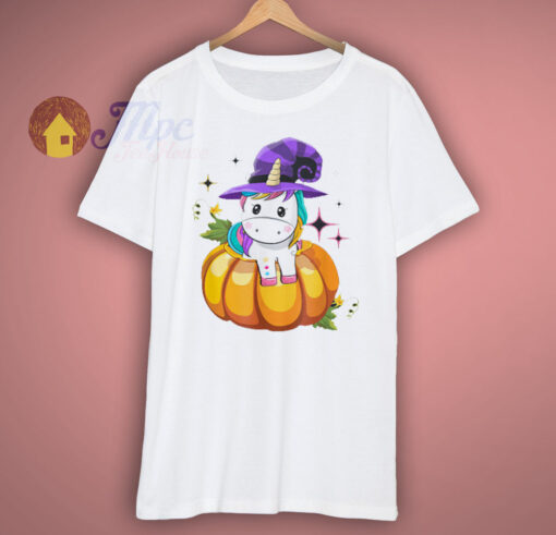 Funny Unicorn Witch Pumpkin Halloween T Shirt