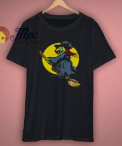 Funny Witch Riding Broom Spooky Halloween T Shirt