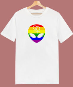 Gay Pride Flag Alien 80s T Shirt