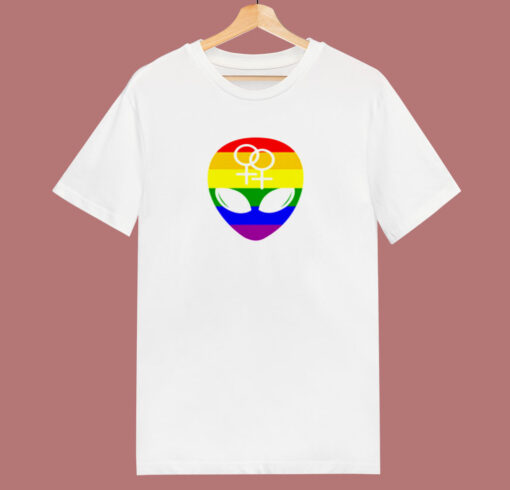 Gay Pride Flag Alien 80s T Shirt