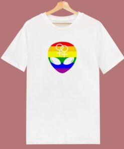 Gay Pride Flag Alien 80s T Shirt