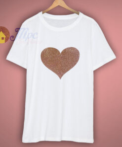 Girls Glitter Love Heart White T Shirt