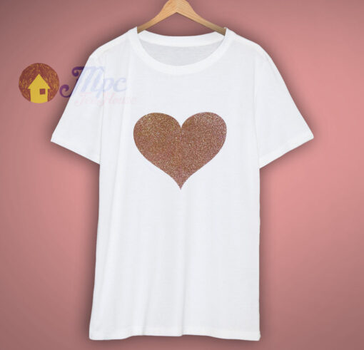 Girls Glitter Love Heart White T Shirt