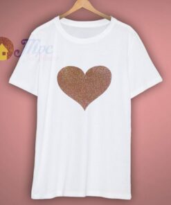Girls Glitter Love Heart White T Shirt