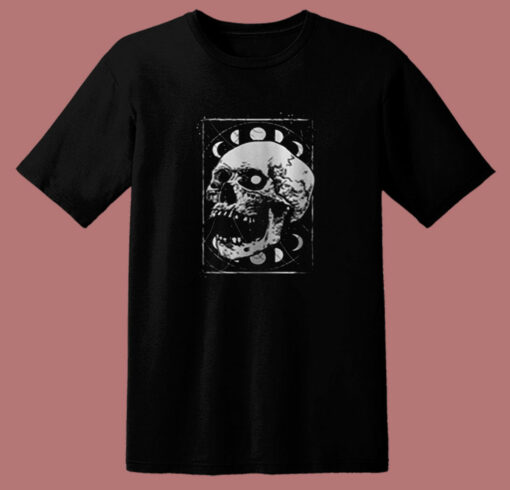 Gothic Skull Moon Phases 80s T Shirt