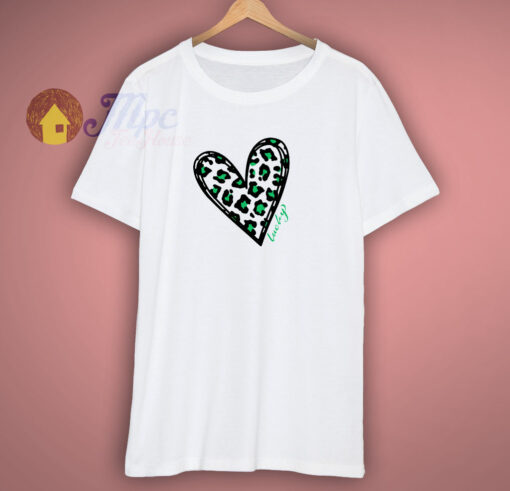 Green Leopard Print Heart T Shirt