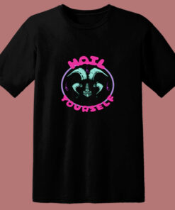 Hail Yourself Cute Pink And Blue Goat Baphomet 80s T Shirt 1