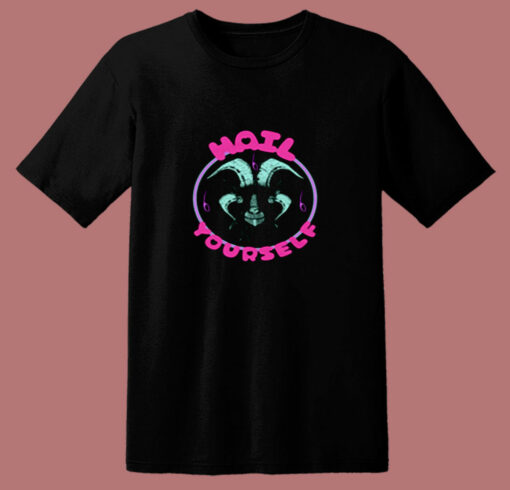 Hail Yourself Cute Pink And Blue Goat Baphomet 80s T Shirt