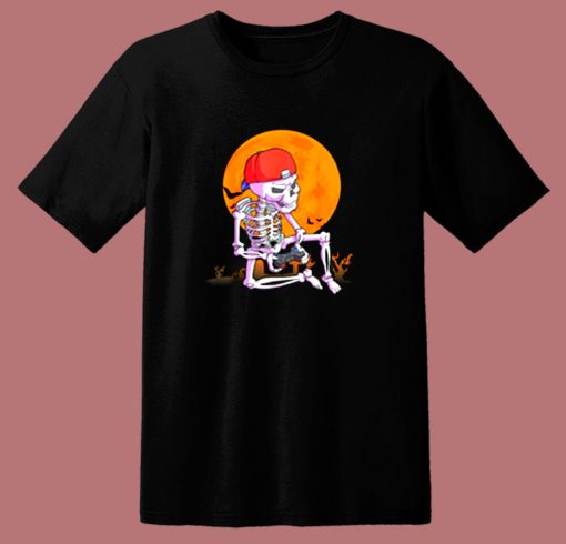 Halloween Boys Gamer Skeleton 80s T Shirt