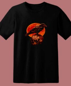 Halloween Cool Raven Crow Skull And Moon 80s T Shirt 1 Halloween Cool Raven Crow Skull And Moon 80s T Shirt 2
