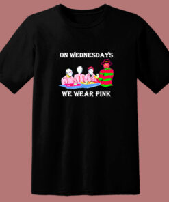 Halloween Horror Characters On Wednesdays We Wear Pink 80s T Shirt 1