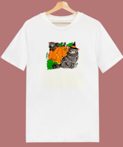 Halloween Pumpkin Black Cats 80s T Shirt