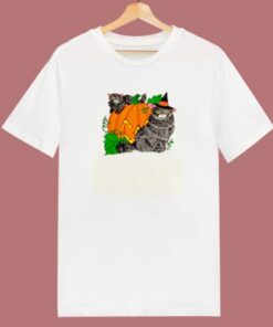 Halloween Pumpkin Black Cats 80s T Shirt