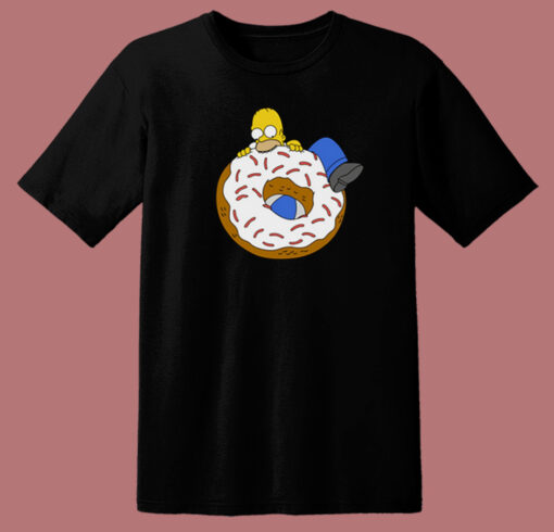 Homer And Big Donut Funny 80s T Shirt Style