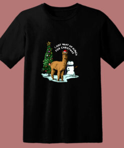 I Just Want An Alpaca For Christmas Alpaca 80s T Shirt 1