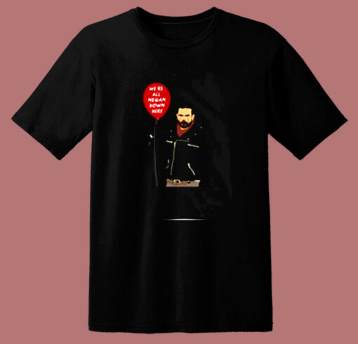 It Pennywise And Walking Dead Parody Negan Down Here Stephen 80s T Shirt