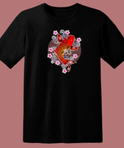 Japanese Koi Fish Cherry Blossom 80s T Shirt Style 1