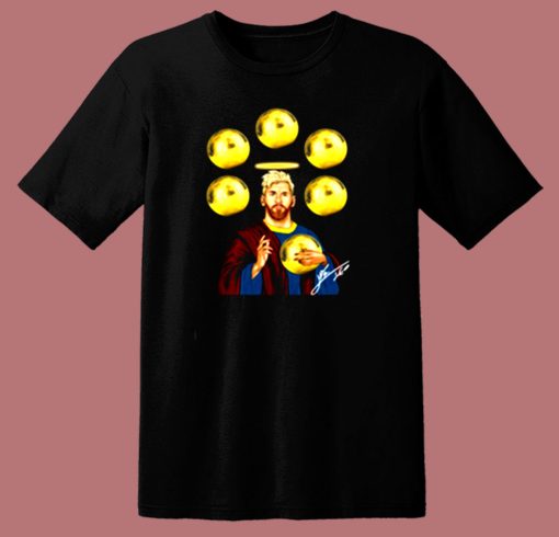 Jesus Messi Six Golden Ball 80s T Shirt