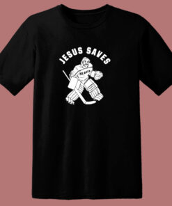 Jesus Saves Hockey 80s T Shirt
