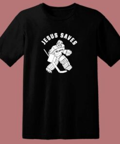 Jesus Saves Hockey 80s T Shirt
