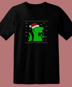 Jurassic Christmas Green Dino 80s T Shirt 2