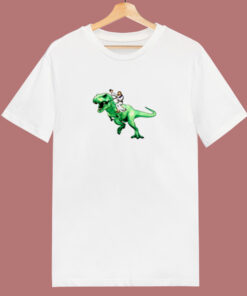 Jesus Riding A Dinosaur 80s T Shirt