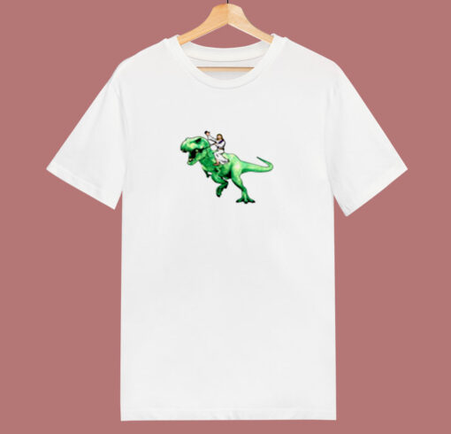 Jesus Riding A Dinosaur 80s T Shirt