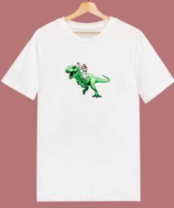 Jesus Riding A Dinosaur 80s T Shirt