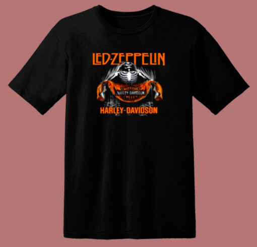 Led Zeppelin Skull Motor Harley Davidson 80s T Shirt