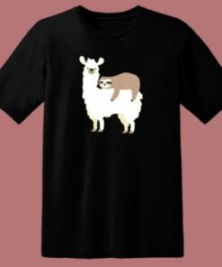 Llama And Sloth Hugging Cuddly Besties 80s T Shirt 2