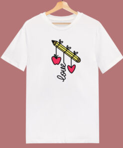Love Pencil Valentine Teacher 80s T Shirt Style 1