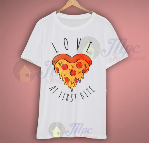 Love Pizza At First Bite Halloween T Shirt